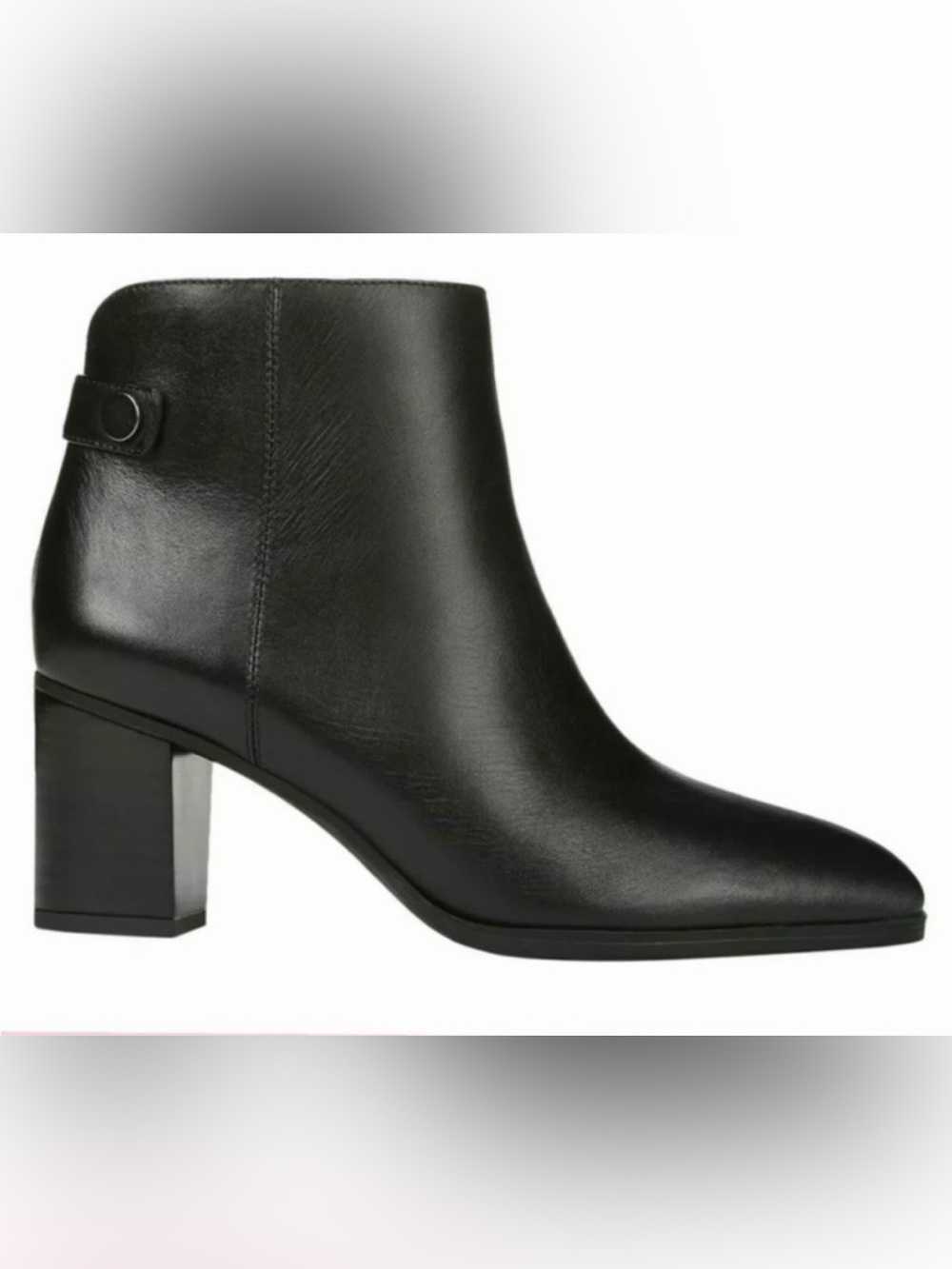 Franco Sarto Ilaria Black Leather Block Heel Ankle Boot